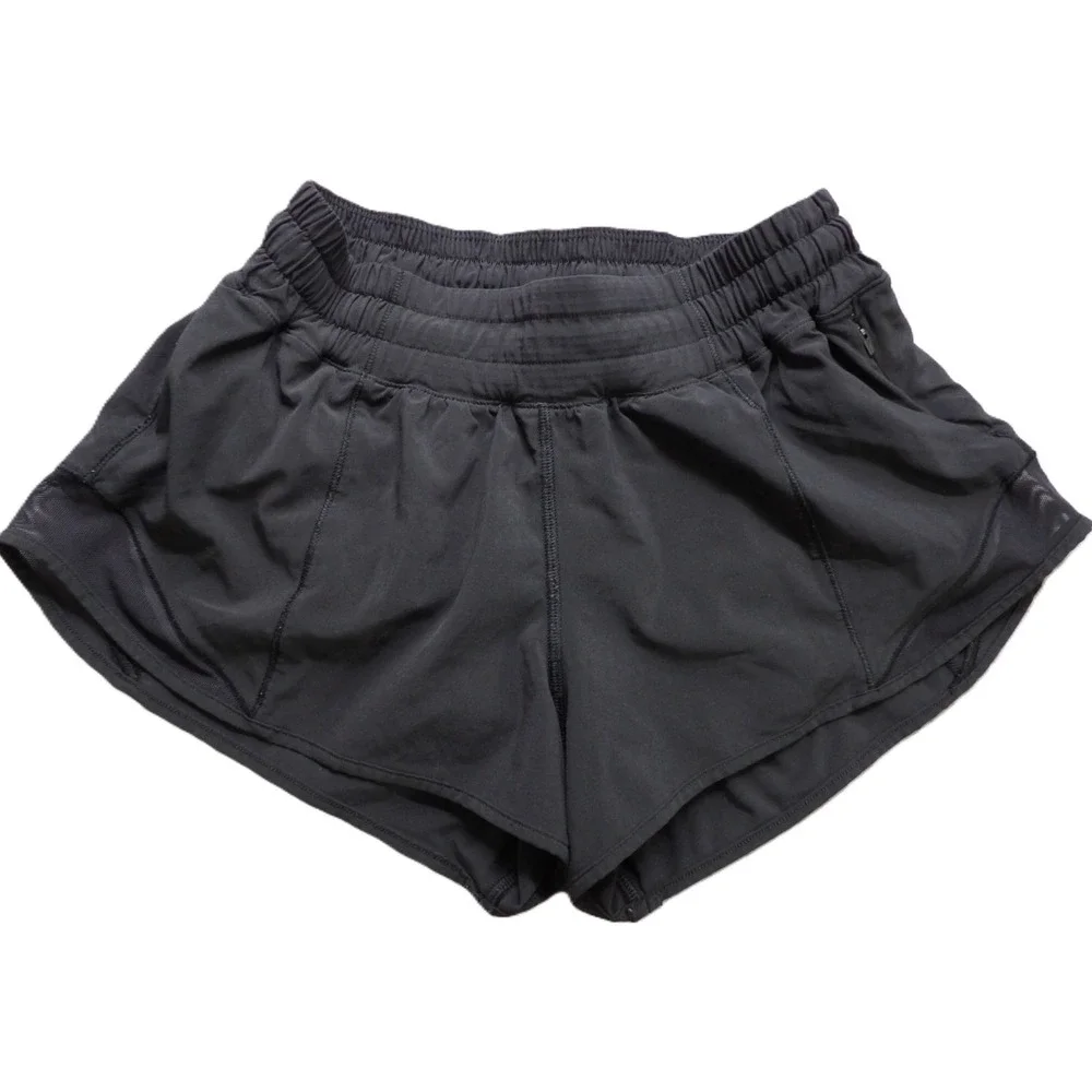 Lululemon Tracker Short Athletics Activewears Workout Running Mesh Women 4 Black
